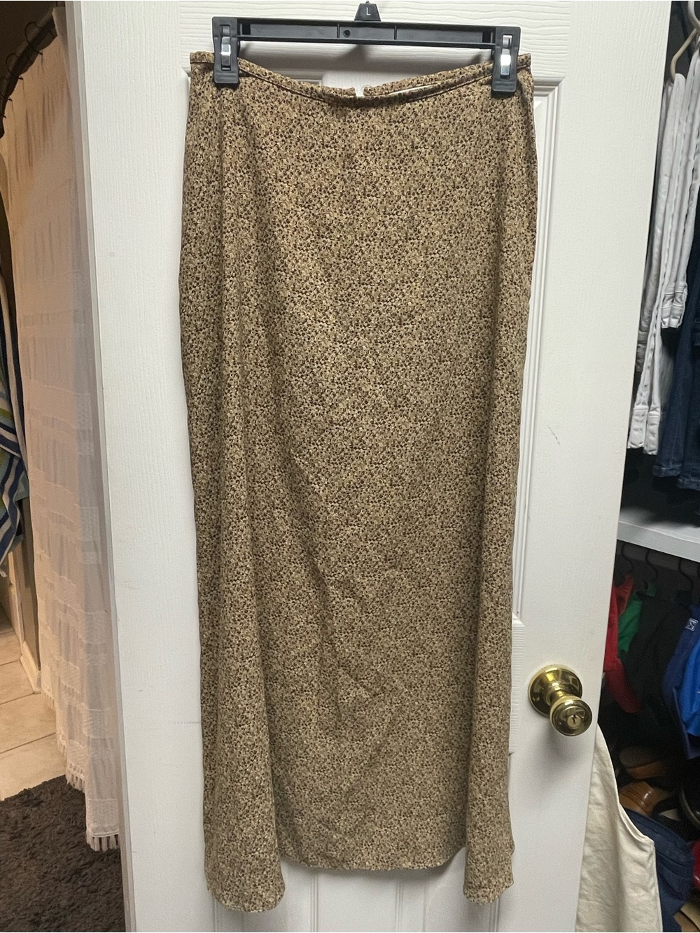 Vintage Liz Claiborne Tan & brown-Print Maxi Skirt